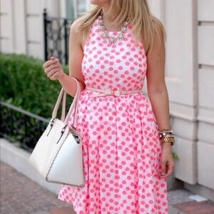 J. Crew White with Pink Floral Embroidered racer-back Knee-Length Dress SZ 4